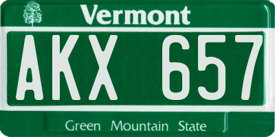 VT license plate AKX657