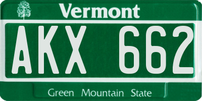 VT license plate AKX662