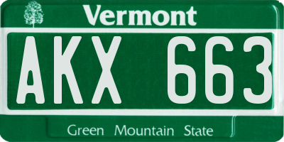 VT license plate AKX663
