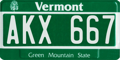 VT license plate AKX667