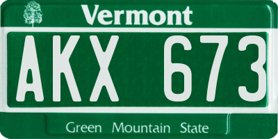 VT license plate AKX673