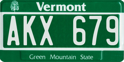 VT license plate AKX679