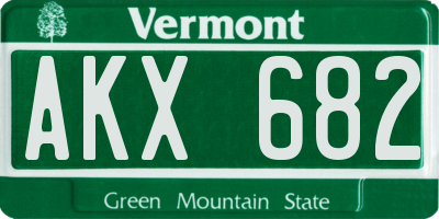 VT license plate AKX682