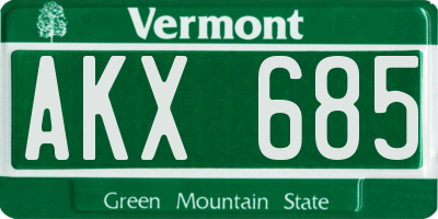 VT license plate AKX685