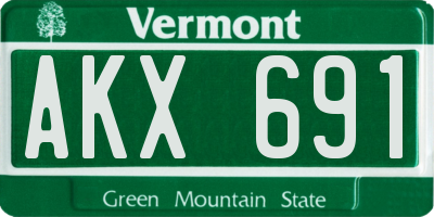 VT license plate AKX691