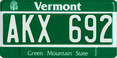 VT license plate AKX692