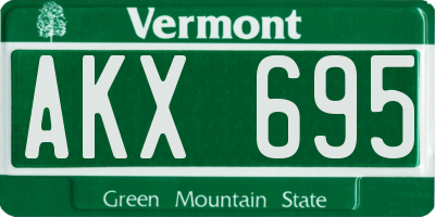 VT license plate AKX695