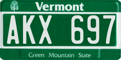 VT license plate AKX697