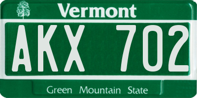 VT license plate AKX702
