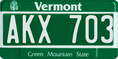 VT license plate AKX703