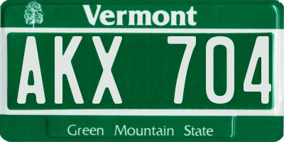 VT license plate AKX704