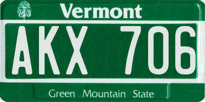 VT license plate AKX706