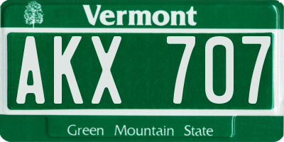 VT license plate AKX707