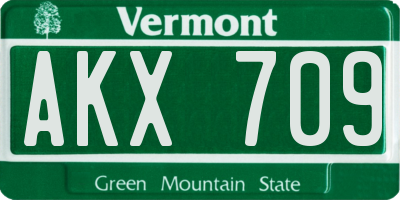 VT license plate AKX709
