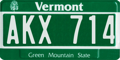VT license plate AKX714