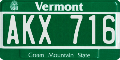 VT license plate AKX716