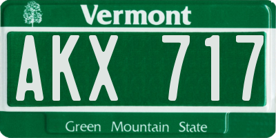 VT license plate AKX717