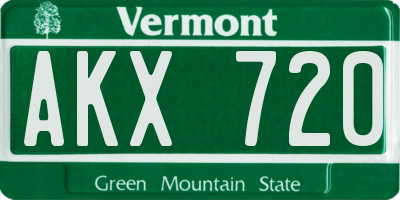 VT license plate AKX720