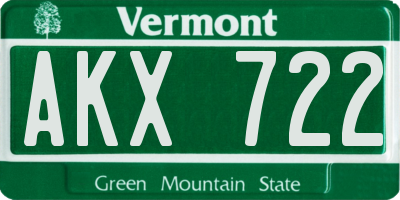 VT license plate AKX722
