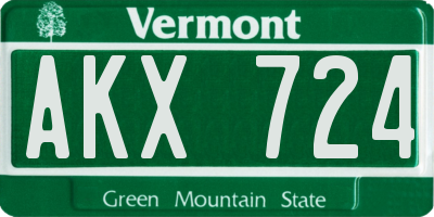 VT license plate AKX724
