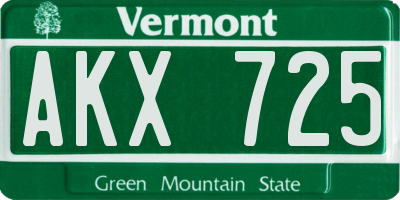 VT license plate AKX725
