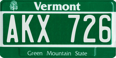 VT license plate AKX726