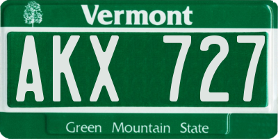 VT license plate AKX727