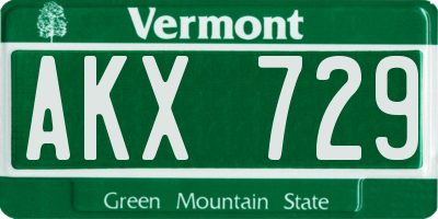 VT license plate AKX729