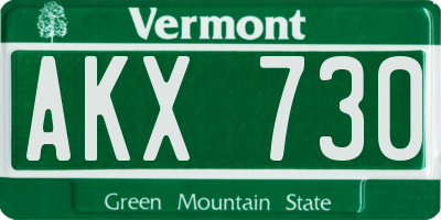 VT license plate AKX730