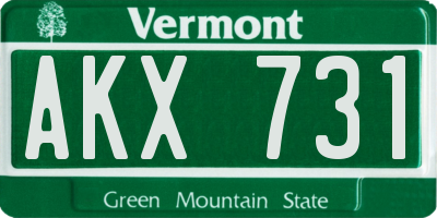 VT license plate AKX731