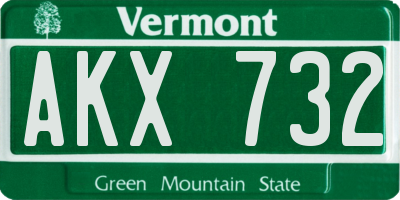 VT license plate AKX732