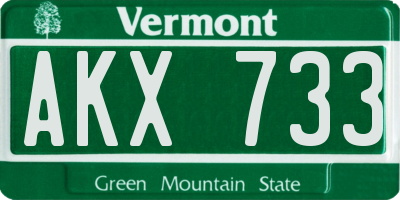VT license plate AKX733