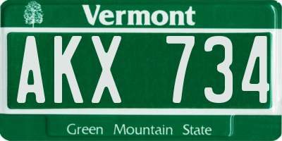 VT license plate AKX734