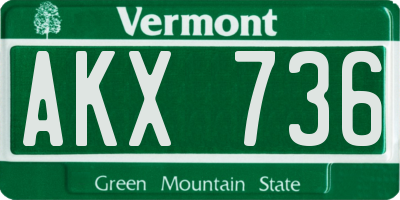 VT license plate AKX736
