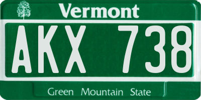 VT license plate AKX738