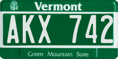 VT license plate AKX742