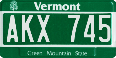 VT license plate AKX745
