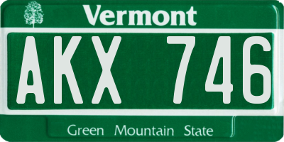 VT license plate AKX746