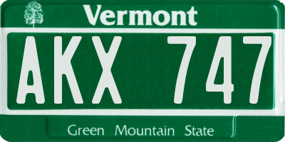 VT license plate AKX747