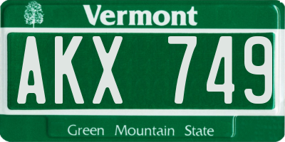 VT license plate AKX749