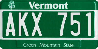 VT license plate AKX751
