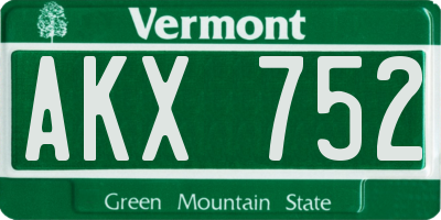 VT license plate AKX752