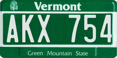 VT license plate AKX754