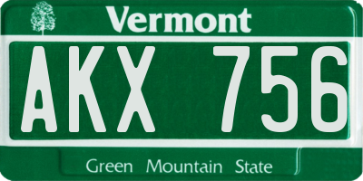 VT license plate AKX756