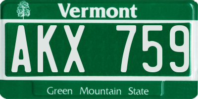 VT license plate AKX759