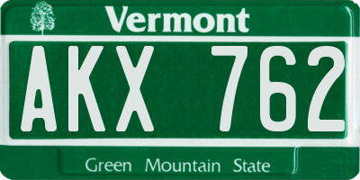 VT license plate AKX762
