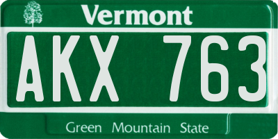 VT license plate AKX763