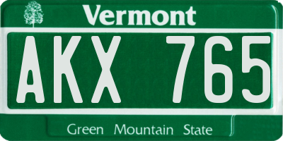 VT license plate AKX765