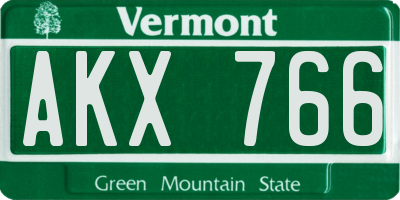 VT license plate AKX766