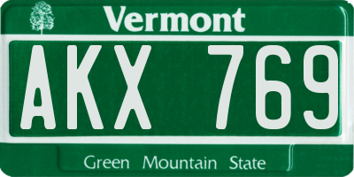 VT license plate AKX769